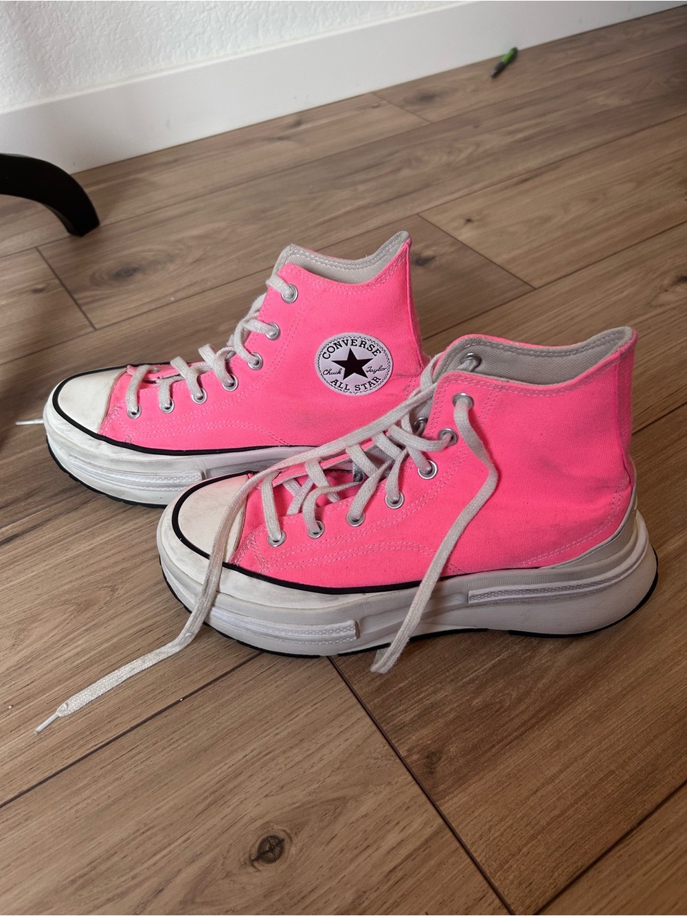 Converse Chuck Taylor All Star High Top Sneakers Neon Pink Platform Soles